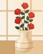 방 안 화분에 핀 장미