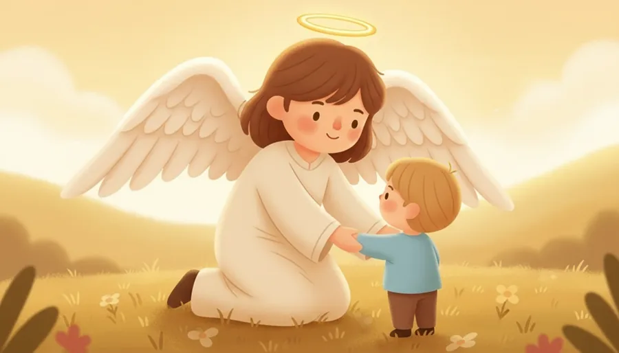 넘어져 우는 아이를 일으켜 세우고 가방을 들어 주는 장면