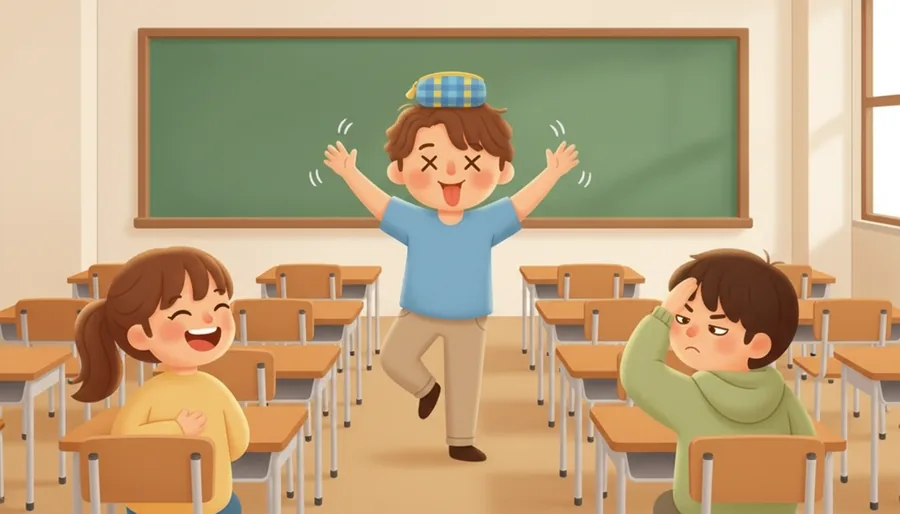 강의 중 전공책을 머리에 쓰고 이상한 소리 내며 의자 젖히는 과 동기