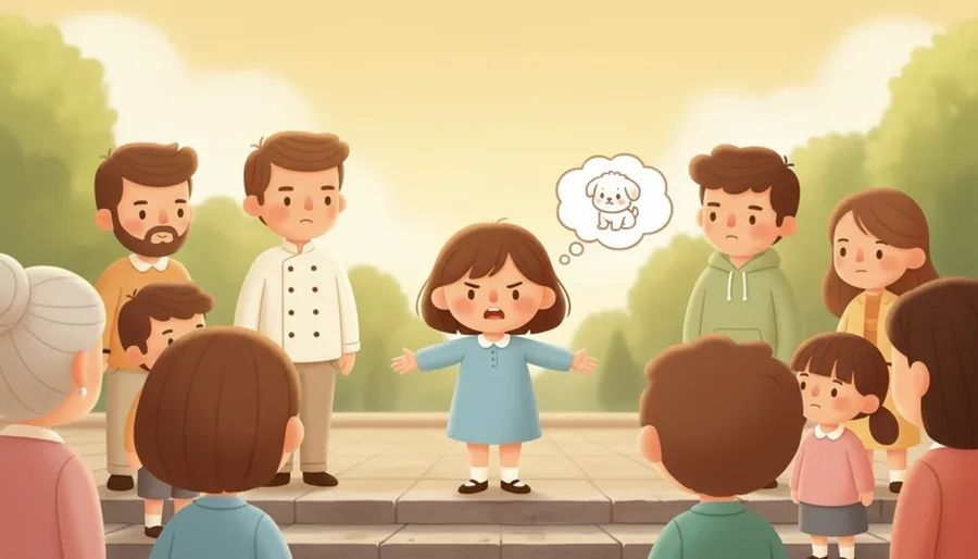 아파트 방송에서 잃어버린 강아지를 본 사람은 알려 달라고 하는 장면