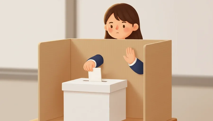 회장을 손 들기 대신 종이에 몰래 적어 상자에 넣어 뽑기