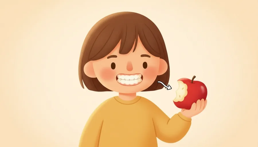 사과에 이를 콱 대어 한 조각이 떨어져 나오는 한 번