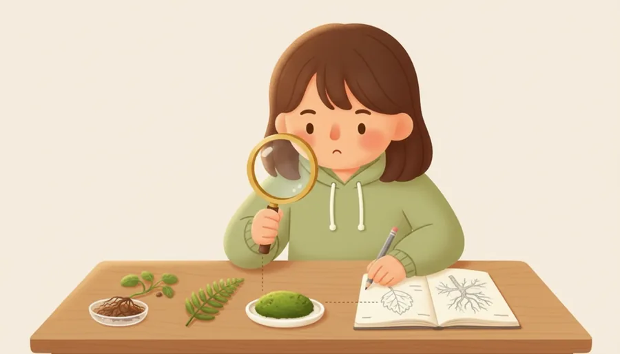 아파트 화단 구석에 처음 보는 풀이 난 장면