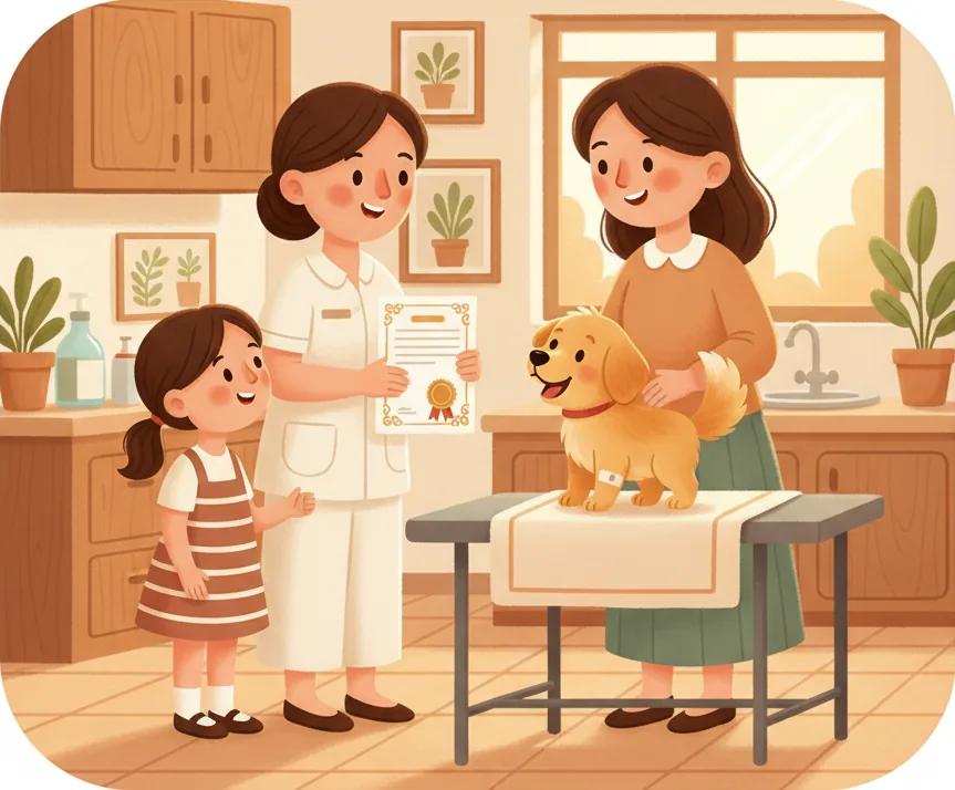 병원이 강아지 예방주사 다 맞았다고 적어 준 종이