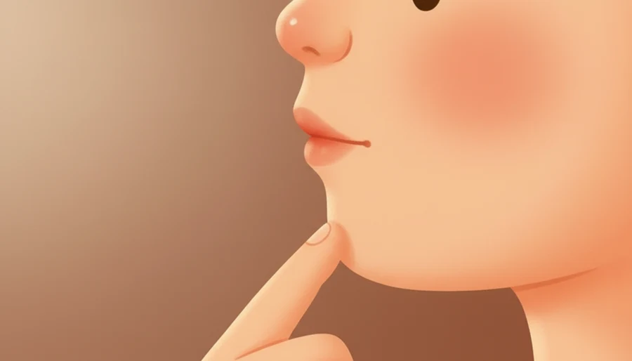 밥상에서 두 손으로 얼굴 받칠 때 손바닥에 콕 닿는 입 아래 끝.