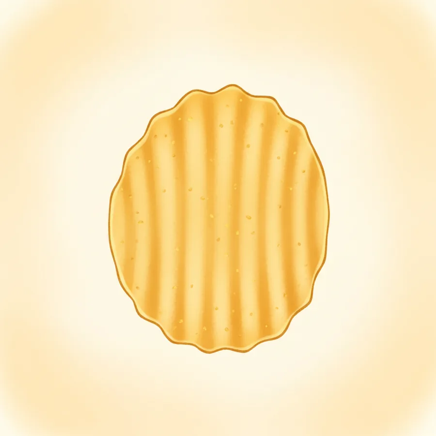 감자칩 한 조각(potato chip)을 그림 — 노릇하게 튀겨진 물결무늬 감자칩의 가장 전형적인 모습