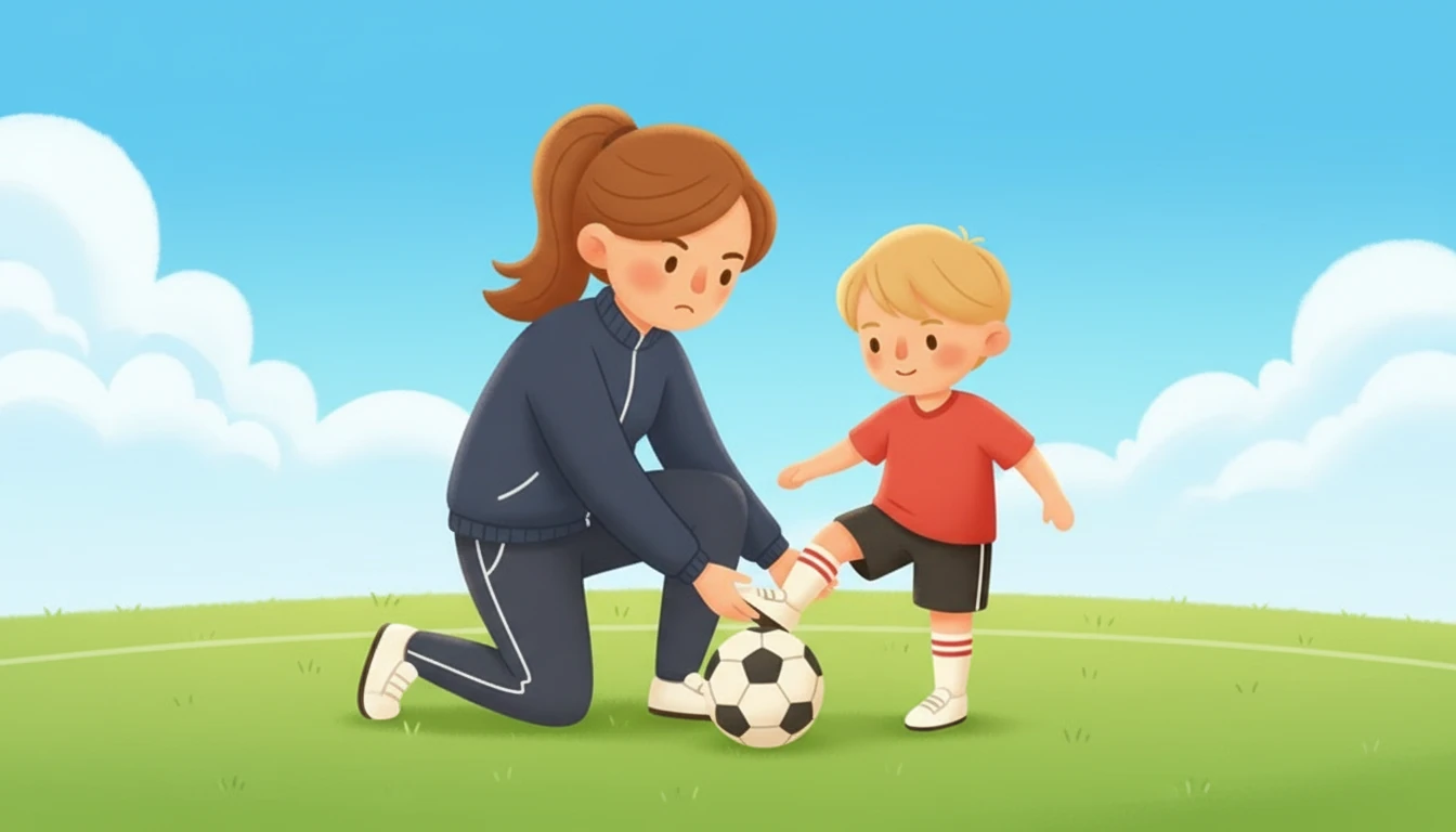 축구장 옆에서 자세 봐주고 고쳐 주고 응원해 잘하게 만드는 사람