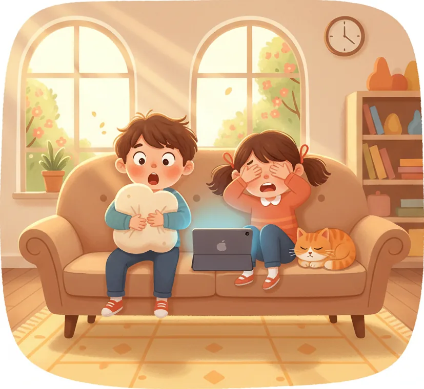 겉에 그림 잔뜩인 택배 상자와 그 속