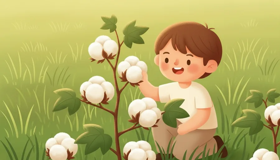 밭에서 하얀 솜뭉치가 달린 풀을 손으로 톡 따는 장면