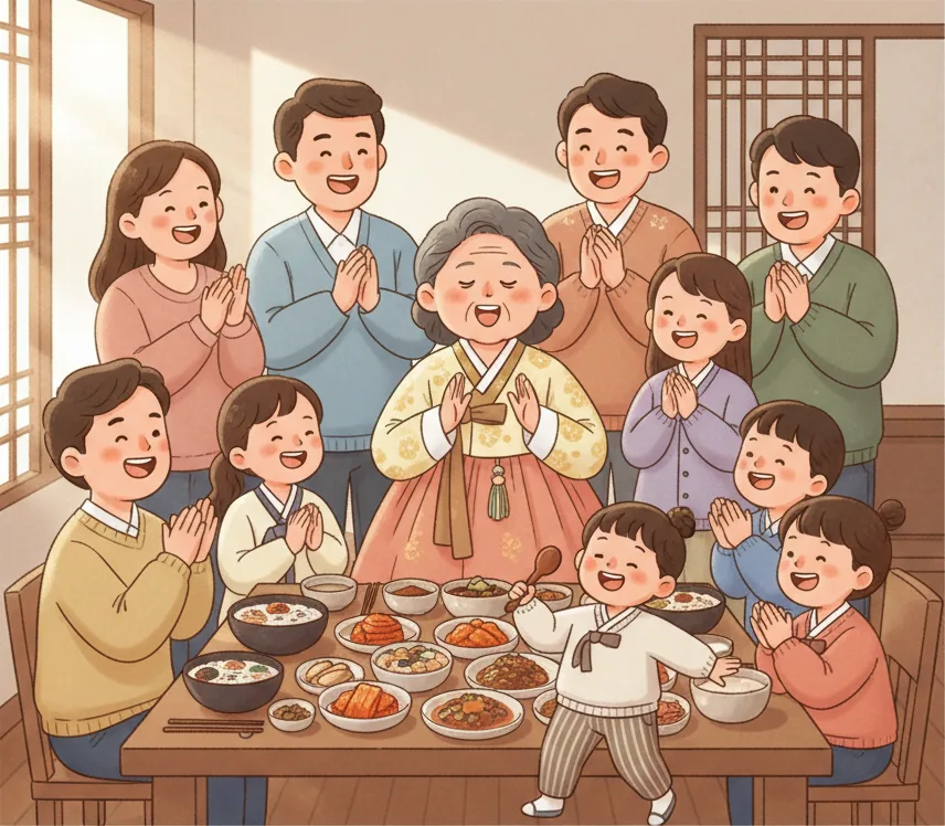 설날 떡국·할머니한테 배운 말투·대대로 내려온 이야기가 한 집에 모인 장면