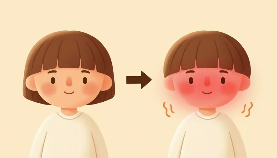 뜨거운 탕에 들어가거나 달리기를 한 뒤 빨개진 볼