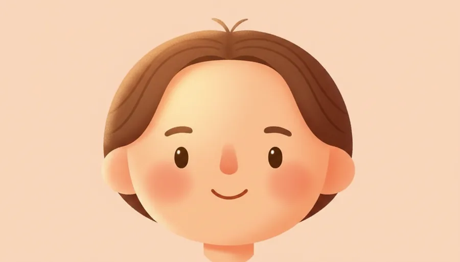머리카락을 위로 넘겨 넓고 매끈한 이마가 도드라져 보이는, 정면을 바라보는 친근한 얼굴(이마=forehead 강조)