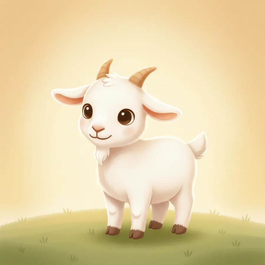 귀여운 흰 염소 한 마리가 풀밭에 옆모습 전신으로 서 있는 모습(동물 goat)