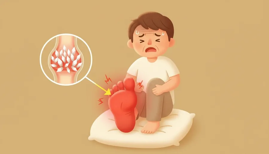 할아버지가 밤에 엄지발가락이 갑자기 붓고 빨개짐