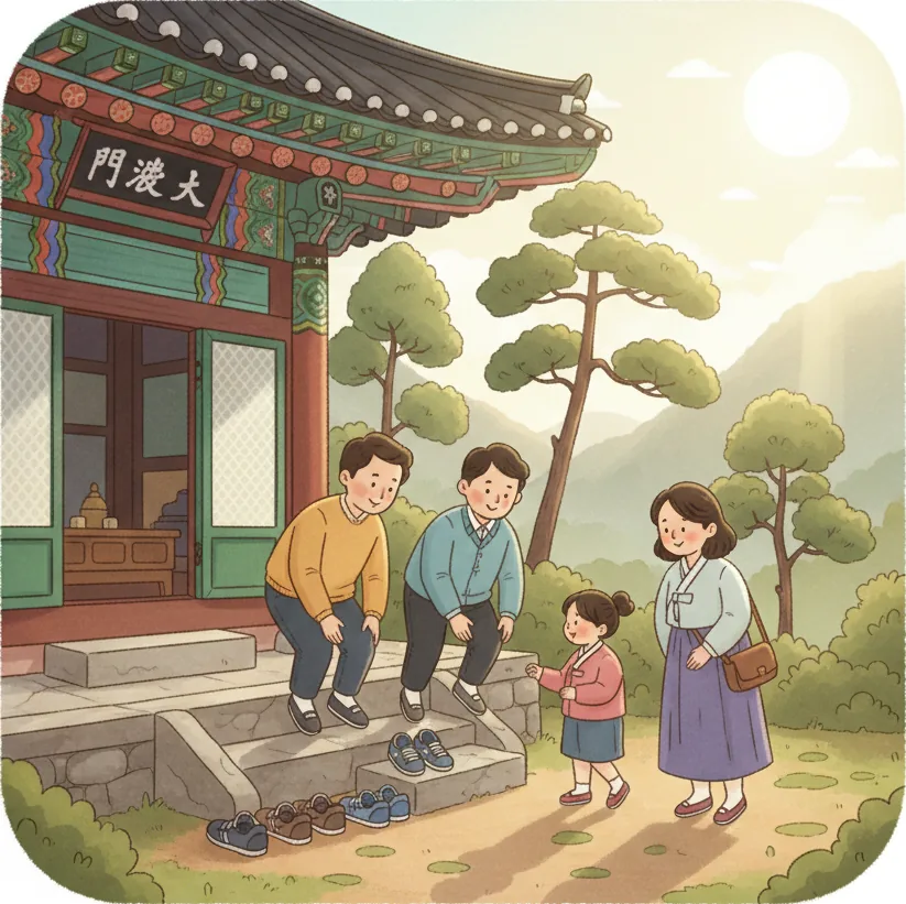 교회·절 안에서 목소리 낮추고 조심조심 걷는 장면