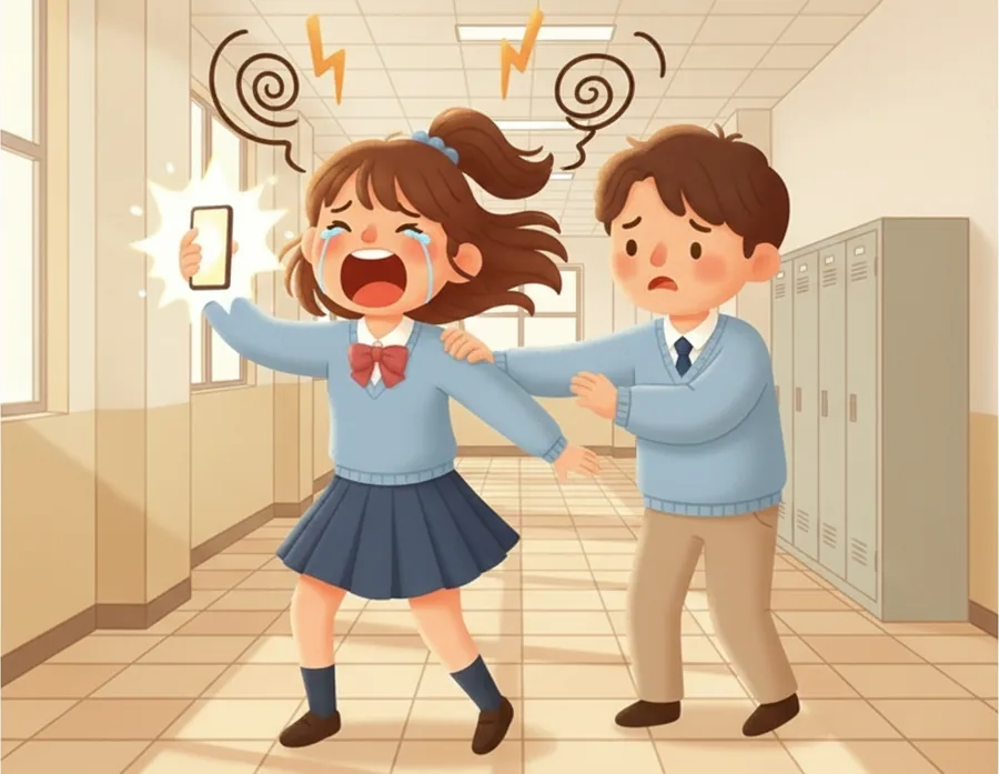 숙소 방에 벌이 들어와 친구가 비명 지르며 울고 뛰어다니는 장면