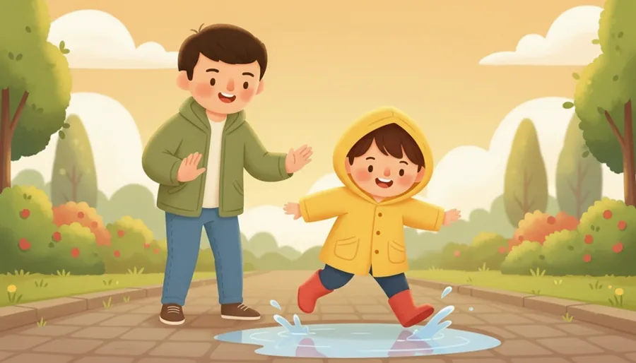 동생이 자전거를 타고 싶어 하자 막지 않고 그냥 타게 둔 장면
