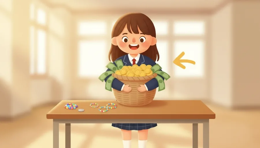 대학 축제에서 줄은 길었지만 남은 돈이 거의 없던 떡볶이 부스