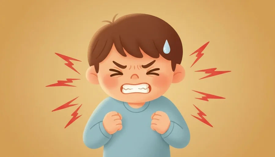밤에 이불 속에서 배가 콕콕 쑤셔 잠이 깬 장면