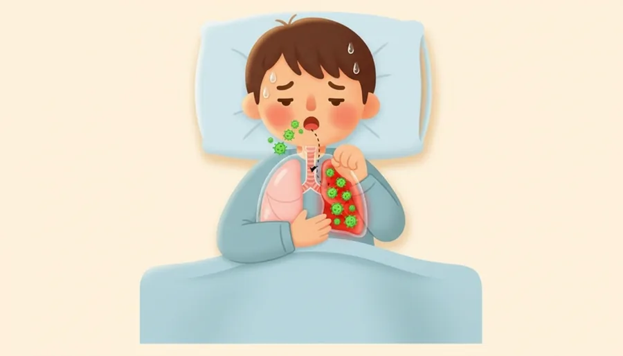 감기인 줄 알았는데 기침과 열이 안 떨어져 병원에서 폐 엑스레이를 찍은 장면