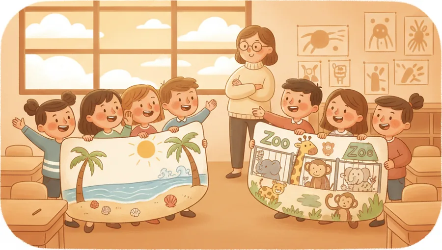 과 동기들끼리 여행 장소를 정하다 산파·바다파로 갈려 서로 편을 모으는 장면