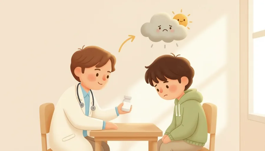 우울함·불안이 멈추지 않아 병원에 가는 장면