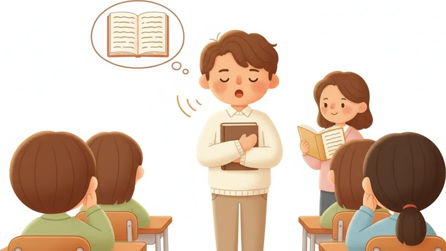발표 대본을 외워서 종이 안 보고 앞에 나가 처음부터 끝까지 말하기