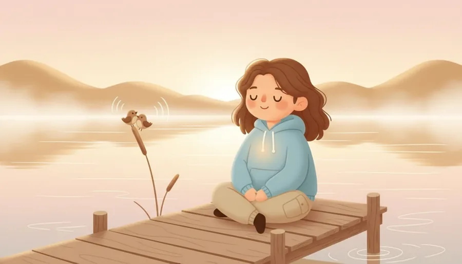 바람 없는 아침의 잔잔한 호수