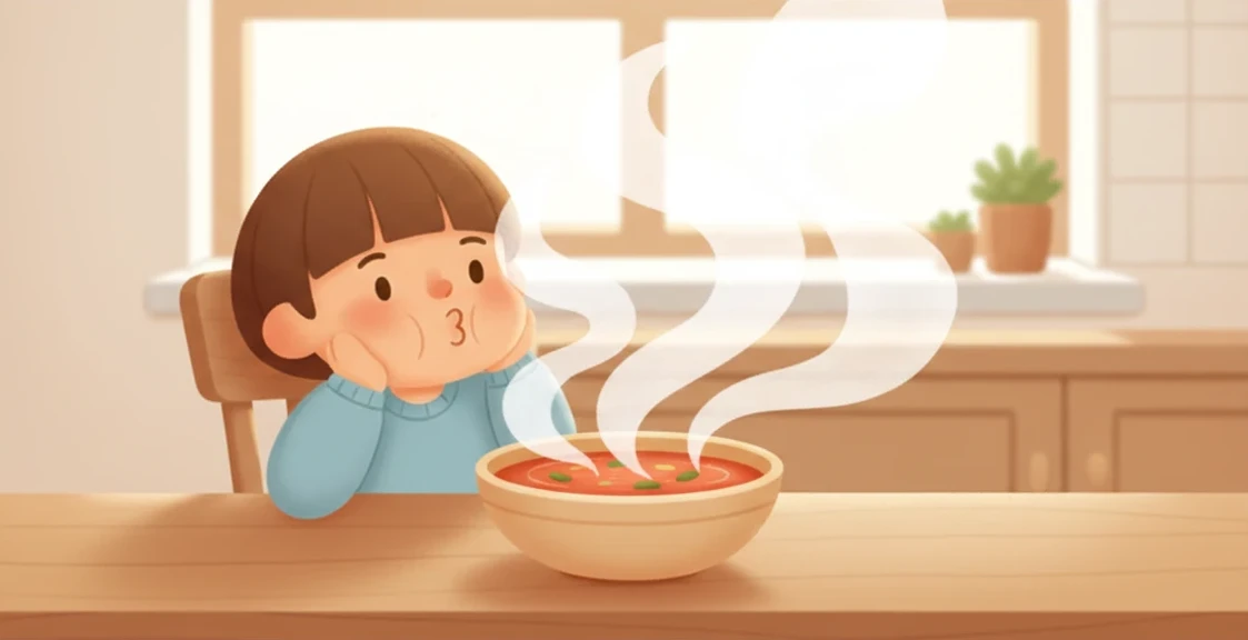 갓 끓인 국에서 하얀 김이 모락모락 올라온다