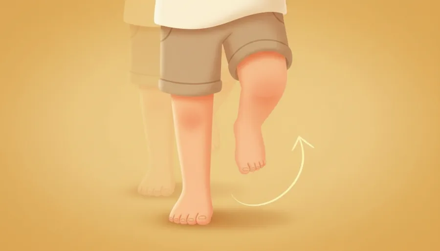 공원을 가로질러 걸어가며 발을 한 번씩 딛는 장면